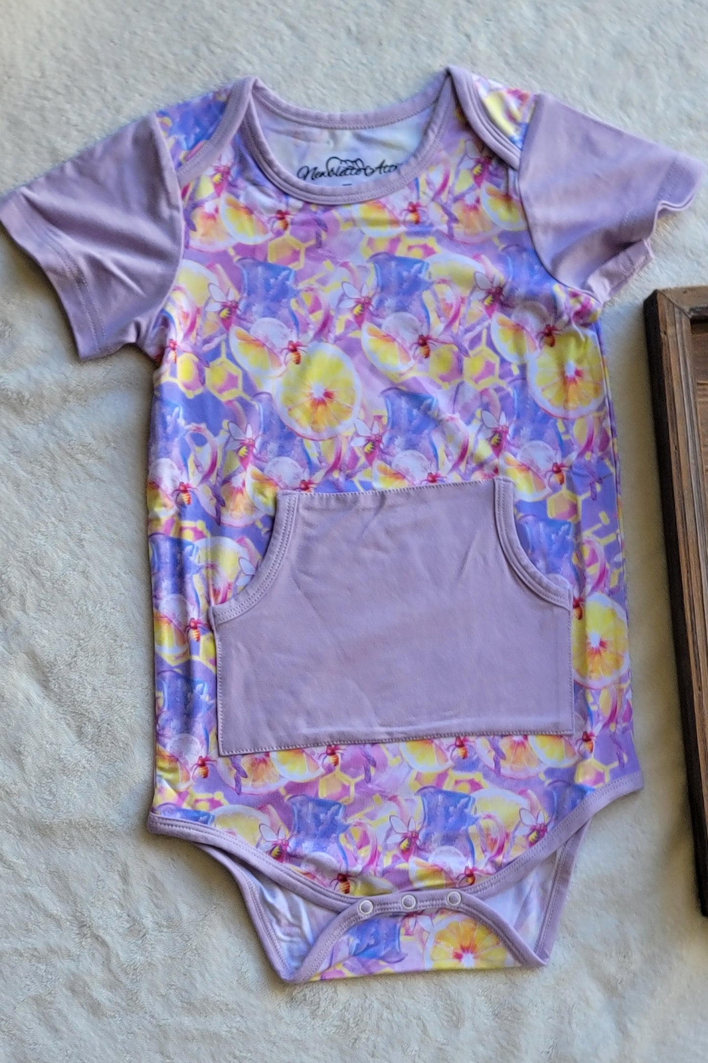 Lavender Tea Bee Bamboo Pocket Bodysuit